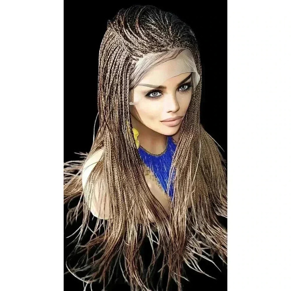 Premium Hand-Braided Wig Full Lace Wig Color #30 micro million braids - Picture 2 of 15